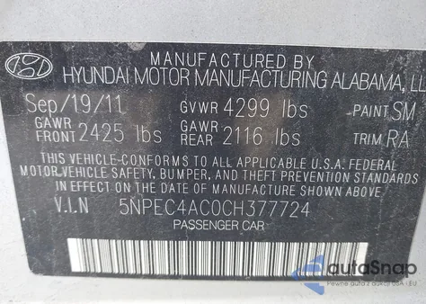 2012 Hyundai Sonata Limited from USA, damaged, VIN 5NPEC4AC0CH377724
